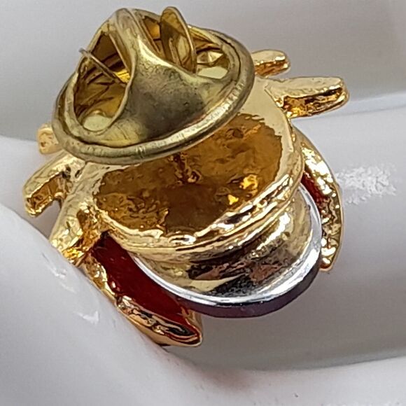 Vintage Lady Bug Brooch Pin Gold Tone Red Glass Cabochon Rhinestones - Picture 5 of 7